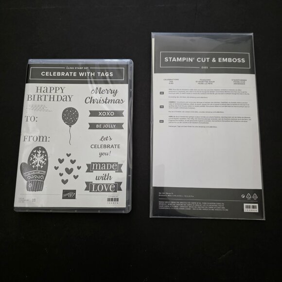 Stampin Up!  Celebrate With Tags Stamps + Celebrations Tag Dies - Picture 1 of 2